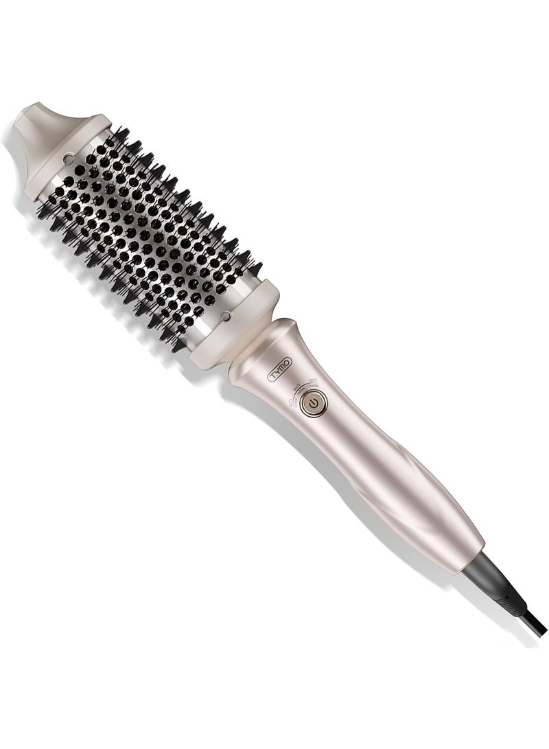 TYMO STYLUX Thermal Brush - Heated Round Curling Brush, Blowout Volumizer with Flexi-Fit Tech for Hair Styling, Curling Styler Tool, Hair Straightener and Curler 2 in 1, Dual Voltage, Gold, 44mm - Image 1
